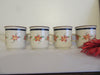 Cups Mugs Stoneware Hand Painted Rust Floral Regency Band Collection Blue Rust Bands SET of 4 {{ JAMsCraftCloset }}