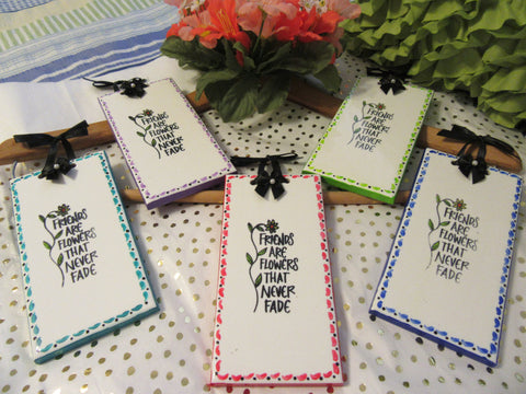 Ceramic Tiles Affirmation FRIENDS ARE FLOWERS Unique Gift Hand Painted Positive Saying {{ JAMsCraftCloset }}