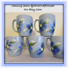 Mugs Coffee Tea Hand Painted Blue Mugs Blue Floral Accents Set of 4 BUY 4 Get 1 FREE {{ JAMsCraftCloset }}