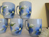 Mugs Coffee Tea Hand Painted Blue Mugs Blue Floral Accents Set of 4 BUY 4 Get 1 FREE {{ JAMsCraftCloset }}