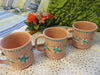 Mugs Cups BUY 2 GET 1 FREE Hand Painted Peach Set of Two Turquoise White Flowers {{ JAMsCraftCloset }}