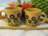 Mugs Coffee Hand Painted HAPPY DOT Floral Design Peach Mug Brown Gold Flowers {{ JAMsCraftCloset }}