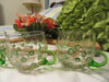 Cups Tea Punch Green Handles Vintage Hand Painted SMALL Clear Glass Set of 4 Green Gold HAPPY DOTS {{ JAMsCraftCloset }}