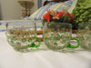 Cups Tea Punch Green Handles Vintage Hand Painted SMALL Clear Glass Set of 4 Green Gold HAPPY DOTS {{ JAMsCraftCloset }}