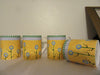 Mugs Cups Coffee Tea Hand Painted Corning Ware HAPPY FLOWER SET of 4 Yellow Blue Green {{ JAMsCraftCloset }}