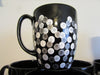 Cups Mugs Coffee Hand Painted Black With White, Silver, Gold HAPPY DOTS Set of 4 {{ JAMsCraftCloset }}