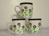 Cups Mugs Coffee Hand Painted White With Black Dot Daisies Set of 2 BUY 2 Get 1 FREE {{ JAMsCraftCloset }}