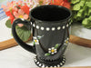 Mug Cup Coffee Hand Painted Black White Dot Daisies {{ JAMsCraftCloset }}