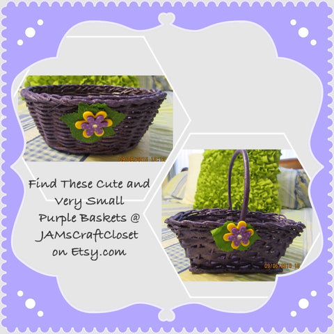 Basket Flower Girl Small Purple Wicker Yellow Purple Polka Dot Flowers Wedding Table Decor {{ JAMsCraftCloset }}