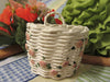 Basket Wicker TINY 4 by 4 by 3 1/2 Inches Peach Rectangle White Wall Hanging Pink Roses {{ JAMsCraftCloset }}