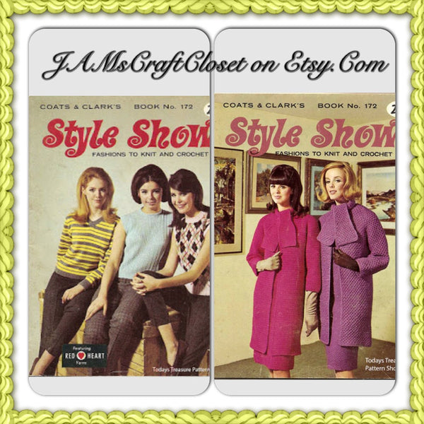 Knit Crochet Pattern Book Vintage Coats Clarks Book Number 172 Style Show Fashions {{ JAMsCraftCloset }}