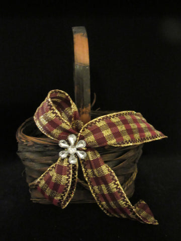 Basket Flower Girl Vintage Natural Black Woven Wedding Accessory Table Decor {{ JAMsCraftCloset }}
