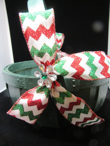 Basket Flower Girl Vintage Round Green Red White Green Bows Crystal Flower Wedding Table Decor {{ JAMsCraftCloset }}