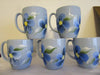 Mugs Coffee Tea Hand Painted Blue Mugs Blue Floral Accents Set of 4 BUY 4 Get 1 FREE {{ JAMsCraftCloset }}