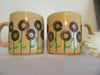 Mugs Coffee Hand Painted HAPPY DOT Floral Design Peach Mug Brown Gold Flowers {{ JAMsCraftCloset }}