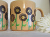 Mugs Coffee Hand Painted HAPPY DOT Floral Design Peach Mug Brown Gold Flowers {{ JAMsCraftCloset }}