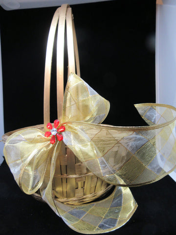 Basket Flower Girl Vintage Gold Woven Wedding Accessory Table Decor {{ JAMsCraftCloset }}