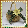 Basket Flower Girl Round Woven Natural Green Gold Bow Wedding Accessory Table Decor {{ JAMsCraftCloset }}
