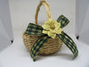 Basket Flower Girl Round Woven Natural Green Gold Bow Wedding Accessory Table Decor {{ JAMsCraftCloset }}