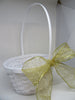 Basket Flower Girl White Woven Gold Polka Dotted Bow Wedding Accessory Table Decor {{ JAMsCraftCloset }}