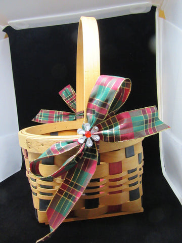 Basket Flower Girl Wedding Accessory Table Decor Vintage Natural, Red Green Holiday Christmas {{ JAMsCraftCloset }}