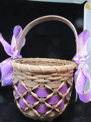 Basket Flower Girl Wedding Accessory Table Decor Vintage Natural Purple {{ JAMsCraftCloset }}