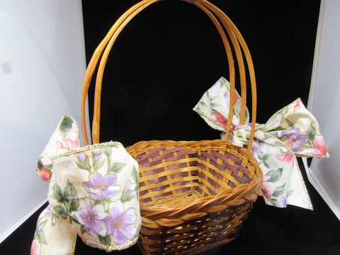 Basket Flower Girl Vintage Woven Large Purple and Orange Floral Bows Wedding Accessory Table Decor {{ JAMsCraftCloset }}