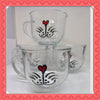 Mug Kitty Cat Hand Painted Clear Glass With Heart on Handle Gift for Child {{ JAMsCraftCloset }}