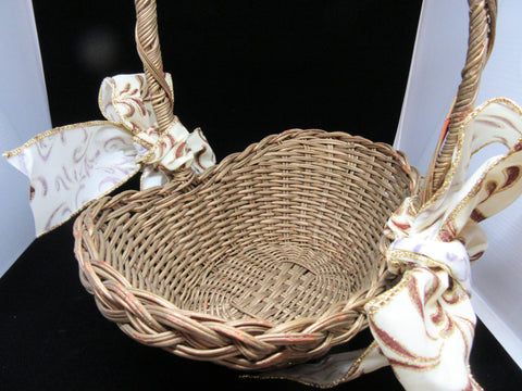 Basket Flower Girl Wedding Accessory Table Decor Vintage Gold Boat Shaped Wicker {{ JAMsCraftCloset }}