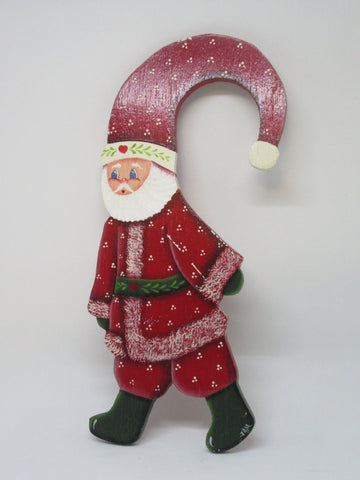 Santa Doorknob Hanger Vintage Handmade Hand Painted Holiday Folk Art {{ JAMsCraftCloset }}