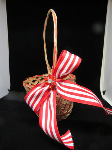 Basket Flower Girl Vintage Red Natural Basket Wedding Accessory Table Decor {{ JAMsCraftCloset }}