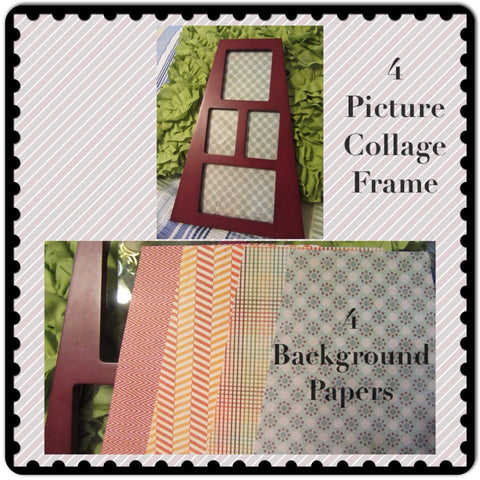 Collage Frame 4 Photo 4 Background Papers Wall Art Shelf Sitter Wood - JAMsCraftCloset