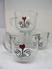 Mug Kitty Cat Hand Painted Clear Glass With Heart on Handle Gift for Child {{ JAMsCraftCloset }}