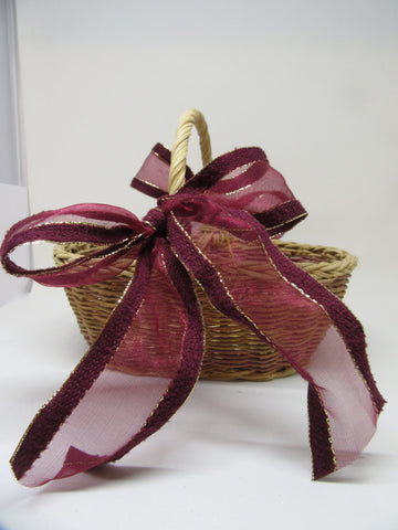 Basket TODDLER Flower Girl Vintage Natural Multi-Colored Woven Rust Gold Bow Accents {{ JAMsCraftCloset }}