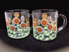 Tea Cups Mugs Hand Painted Silver Gold Bronze HAPPY DOT Flowers Set of 2 {{ JAMsCraftCloset }}