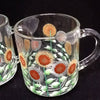 Tea Cups Mugs Hand Painted Silver Gold Bronze HAPPY DOT Flowers Set of 2 {{ JAMsCraftCloset }}