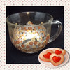 Mug Coffee Soup Clear Glass Mug Hand Painted Gold Silver Bronze HAPPY DOTS {{ JAMsCraftCloset }}