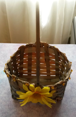 Basket Flower Girl Small Blue Washed Bright Yellow Flower Bling Accent Wedding Accessory Table Decor {{ JAMsCraftCloset }}