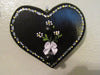 Ring or Key Holder Heart With Peg Hand Painted Black White Flower Wall Art - JAMsCraftCloset