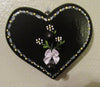 Ring or Key Holder Heart With Peg Hand Painted Black White Flower Wall Art - JAMsCraftCloset