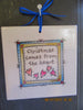 Wall Art Hand Painted Ceramic Tiles Christmas 4 by 4 and 3 by 6 Inch Folk Art Pen and Ink {{ JAMsCraftCloset }}