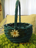 Basket Flower Girl Turquoise Wicker Basket with White Daisy Accents Wedding Accessory Table Decor {{ JAMsCraftCloset }}