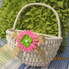 Basket Flower Girl White Wicker Wall Hanging Basket With A Burlap Bow Wedding Accessory Table Decor {{ JAMsCraftCloset }}