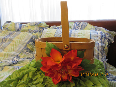 Basket Flower Girl Natural Reddish Orange Silk Flower Accent Wedding Accessory {{ JAMsCraftCloset }}