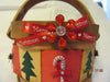 Basket Christmas Round Natural Woven With Green Trees and Candy Cane Accents {{ JAMsCraftCloset }}