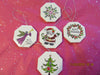 Christmas Ornaments Ceramic Tile Set of 5 Snowflake Christmas Tree Wreath Santa Angel Holiday {{ JAMsCraftCloset }}