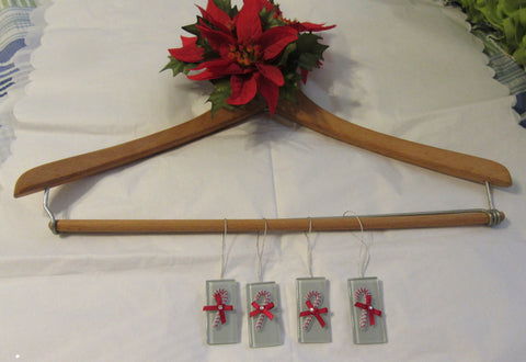 Ornaments Candy Cane Ceramic Tile Set of 4 Clear Smoky Ceramic Tiles With Candy Cane Accents {{ JAMsCraftCloset }}