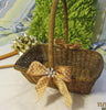 Basket Flower Girl Wedding Table Decor Woven Rectangle Gold Bows White Stars Crystal Flower {{ JAMsCraftCloset }}