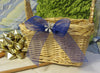 Basket Flower Girl Wicker Rectangle Natural Wicker Blue Gauze Bow {{ JAMsCraftCloset }}