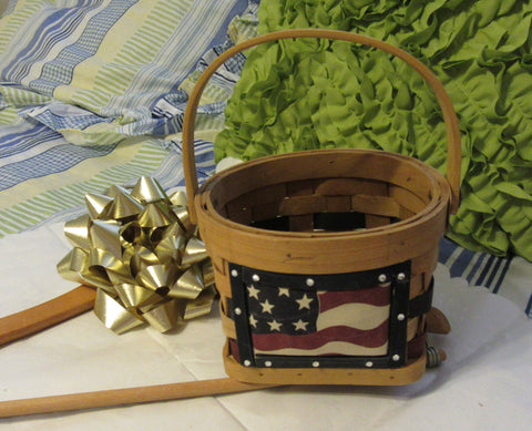 Basket Flower Girl Patriotic USA Red White and Blue Woven Wedding Accessory Table Decor {{ JAMsCraftCloset }}